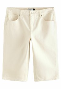 Knee-shorts i off-white denim med et klassisk fem-lommers design, lige pasform og synlige sømme. Lukket med knap og lynlås.