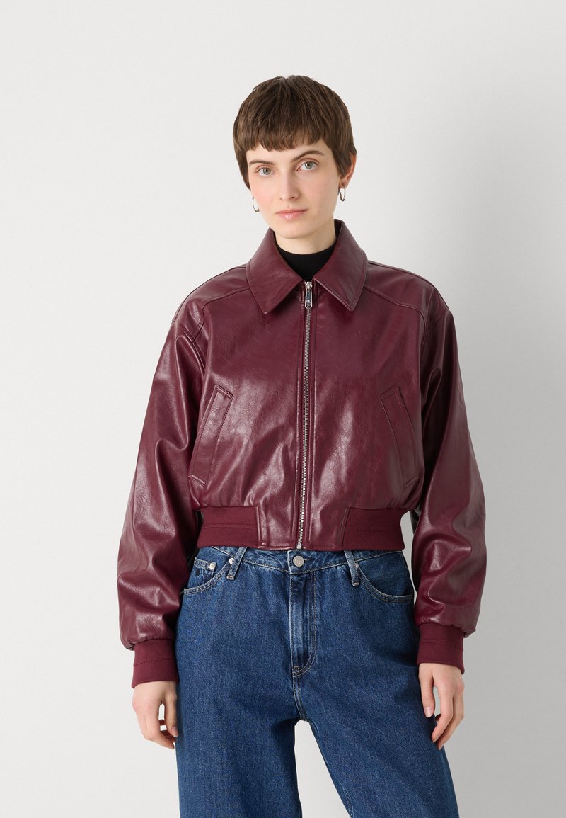 zalando calvin klein faux leather bomber jacket