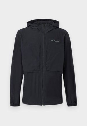 Μαύρο φούτερ με κουκούλα και μπροστινό φερμουάρ, δύο μεγάλα τσέπες στο στήθος, ελαστικές μανσέτες και λογότυπο Columbia στο αριστερό στήθος.