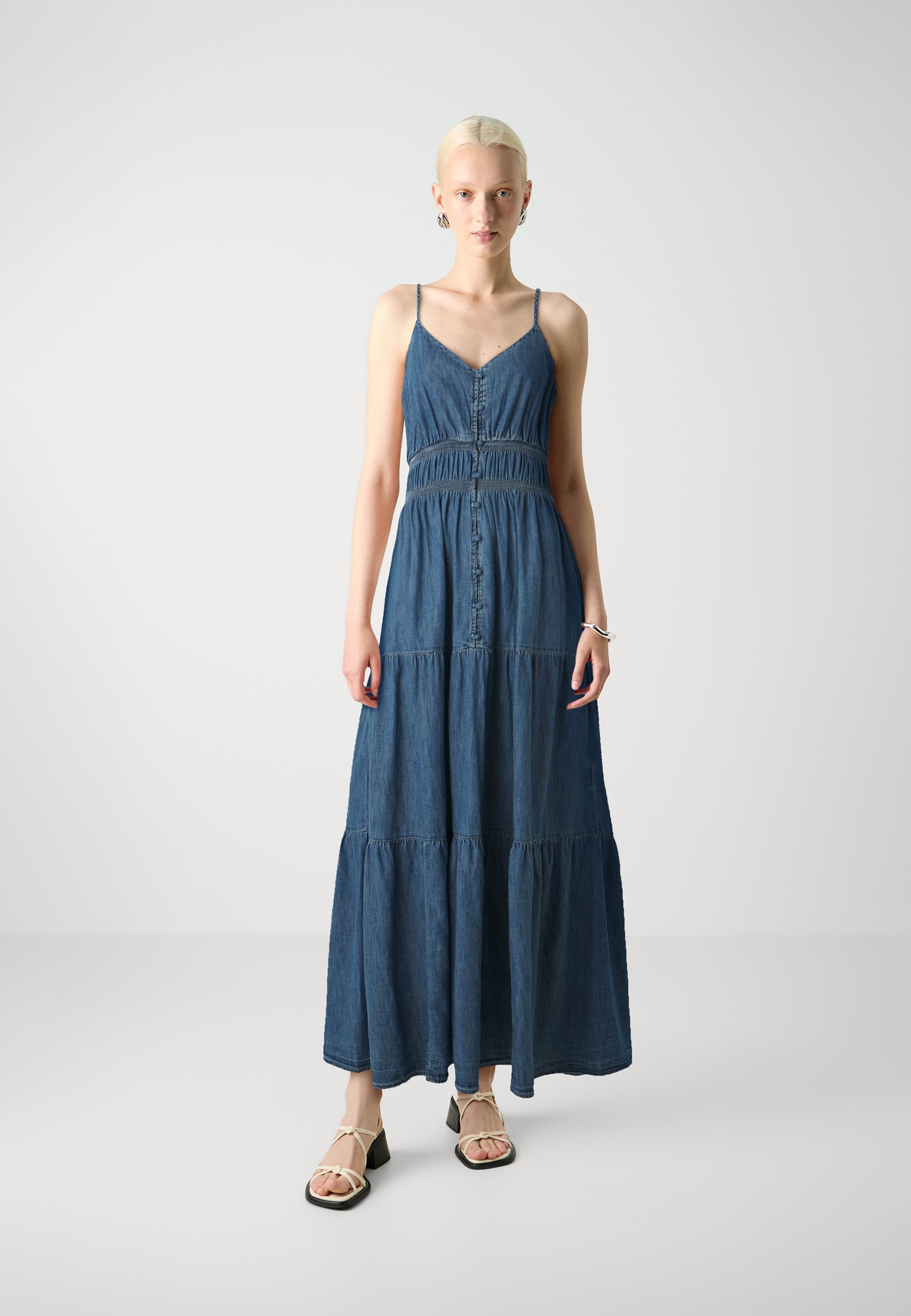 slim fit dress slacks GAP Women Tropical Grey Rayon Jersey High Neck Panel Maxi Dress main image 0