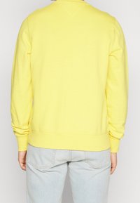 Gelbes Sweatshirt mit Rundhalsausschnitt, gerippten Bündchen und Saum, aus weichem Baumwollmaterial, mit glatter Textur und lässigem Schnitt.