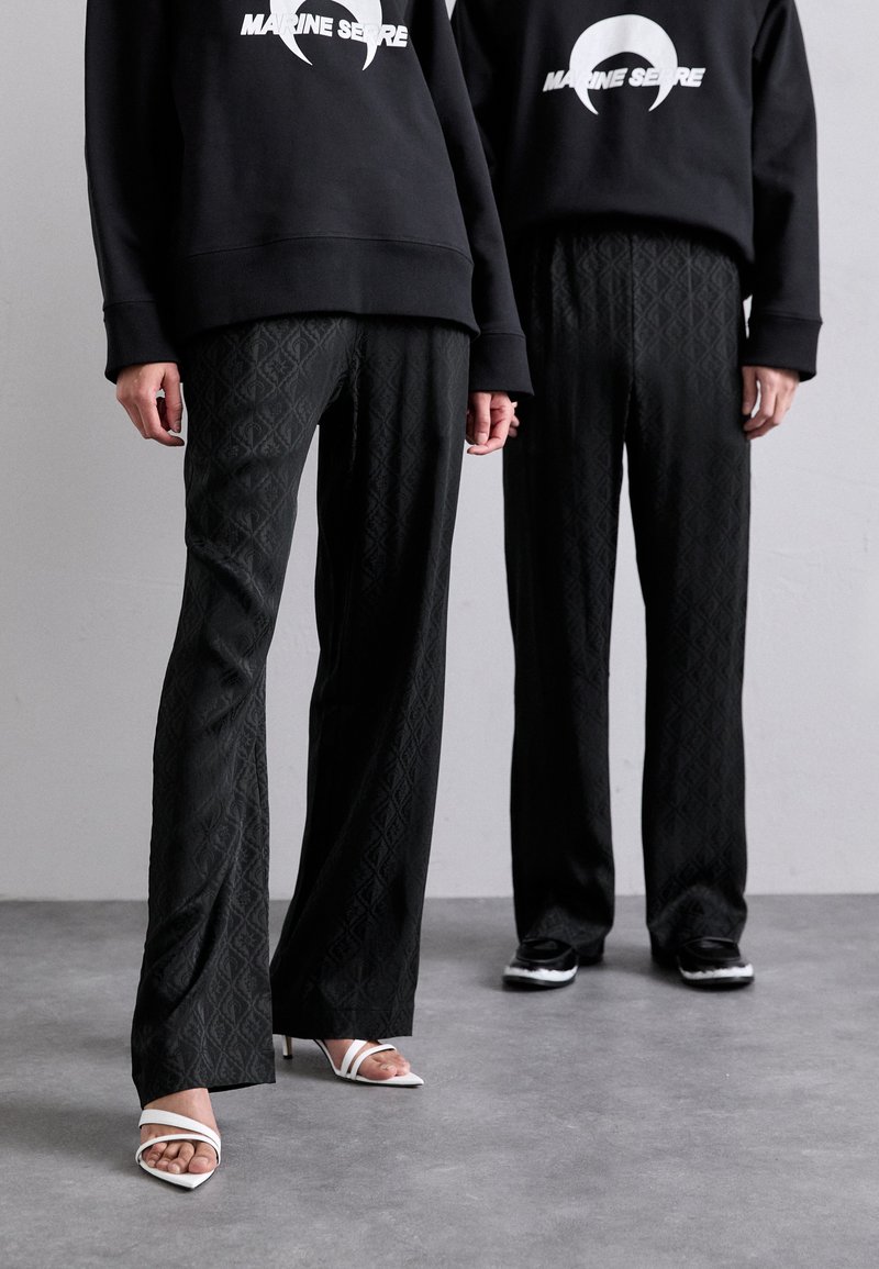 MARINE SERRE MOON SUN DRAWSTRING TROUSERS UNISEX - Auduma bikses - black