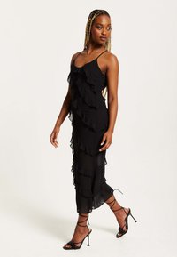 Liquorish DIAGONAL FRILL  - Cocktail dress / Party dress - black