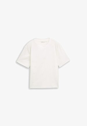 TOM TAILOR DENIM, BOXY T-SHIRT WITH EMBROIDERY - T-shirt imprimé - off white daisy embroidery