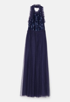 SEQUIN WREATH BODICE HALTER NECK ANKLE GOWN - Robe de soirée - navy