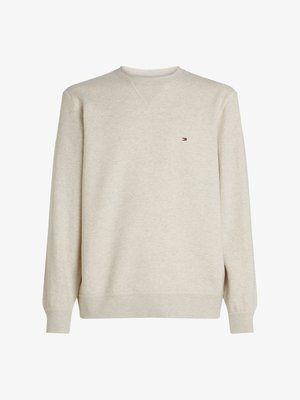 Lichtbeige sweatshirt van een katoenmix, met een ronde hals, lange mouwen, ribgebreide manchetten en een klein logo op de borst.