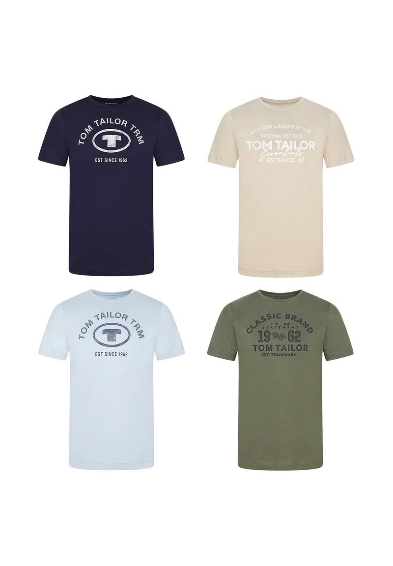 TOM TAILOR 4 PACK - T-shirt print - gravel beige