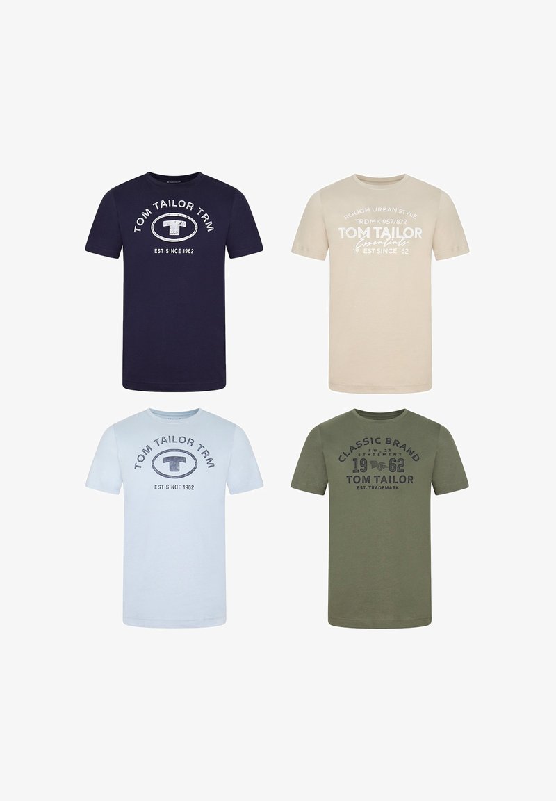 TOM TAILOR 4 PACK - T-shirt print - gravel beige