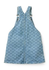 Παντελόνι σε ελαφρύ μπλε denim με ραφές, με ρυθμιζόμενους τιράντες ώμου και μεταλλικά κουμπιά.