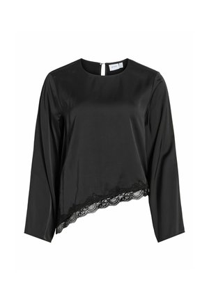 VILA, LONG SLEEVED TOP VIONARA ASYMMETRIC - Langarmshirt - black beauty