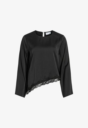 VILA, LONG SLEEVED TOP VIONARA ASYMMETRIC - Longsleeve - black beauty