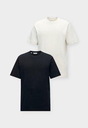 Selected, SLMTAJ MID PEACH O NECK  - Обикновена тениска - black/silver coloured/birch