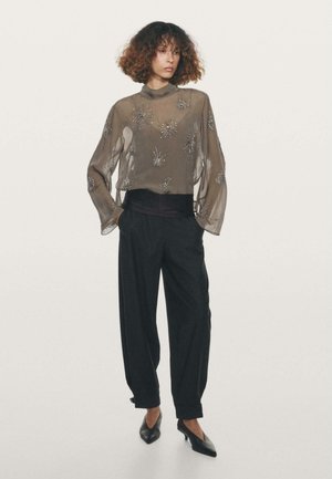 EMBROIDERED SEMI-SHEER  - Camicetta - brown