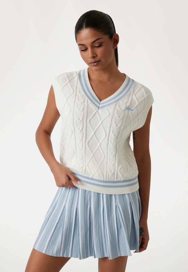 ZOPFPULLOVER V-AUSSCHNITT - Sweatshirt - weiß