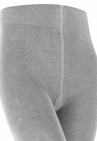 Graue Leggings mit einer weichen, gerippten Struktur und einem hohen Bund. Sie verfügen über flache Nähte und ein figurnahes Design für Komfort und Flexibilität.