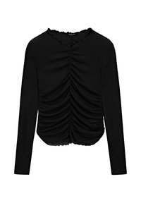 GATHERED LONG SLEEVE WITH V-NECK - Langarmshirt - black
