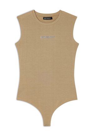 SENZA MANICHE IN STRETCH CON LOGO STRASS - Body - irish cream
