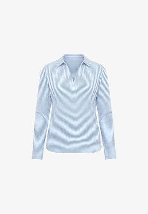 LAURASØN, STRIPED POLO COLLAR LONG SLEEVE - Poloshirt - azure
