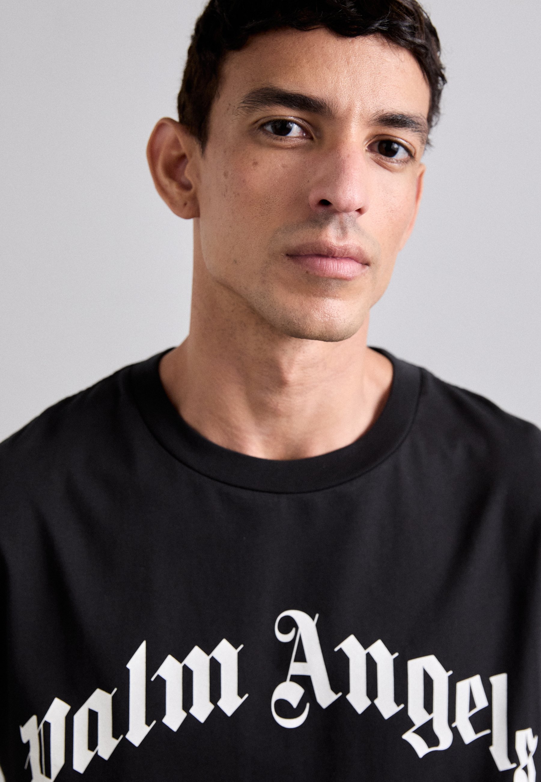 Palm Angels CURVED LOGO TEE - Print T-shirt - black/off-white
