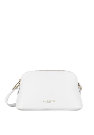 Witte leren Lancaster Paris polstasje met gouden ritssluiting en logo centraal aan de voorkant.