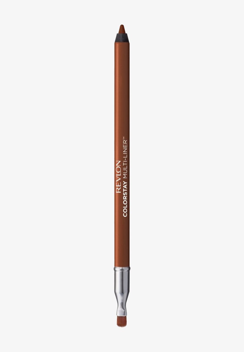 Revlon ColorStay Multi-Liner en marron, design cylindrique avec une finition lisse, doté d'une pointe pinceau et d'un accent en métal argenté près de la base.