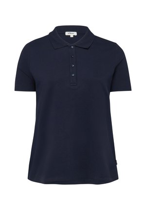 Marineblauw poloshirt met korte mouwen, kraag en een knoopsluiting met vier knopen, eenvoudig ontwerp, merk s.Oliver, maat XL.