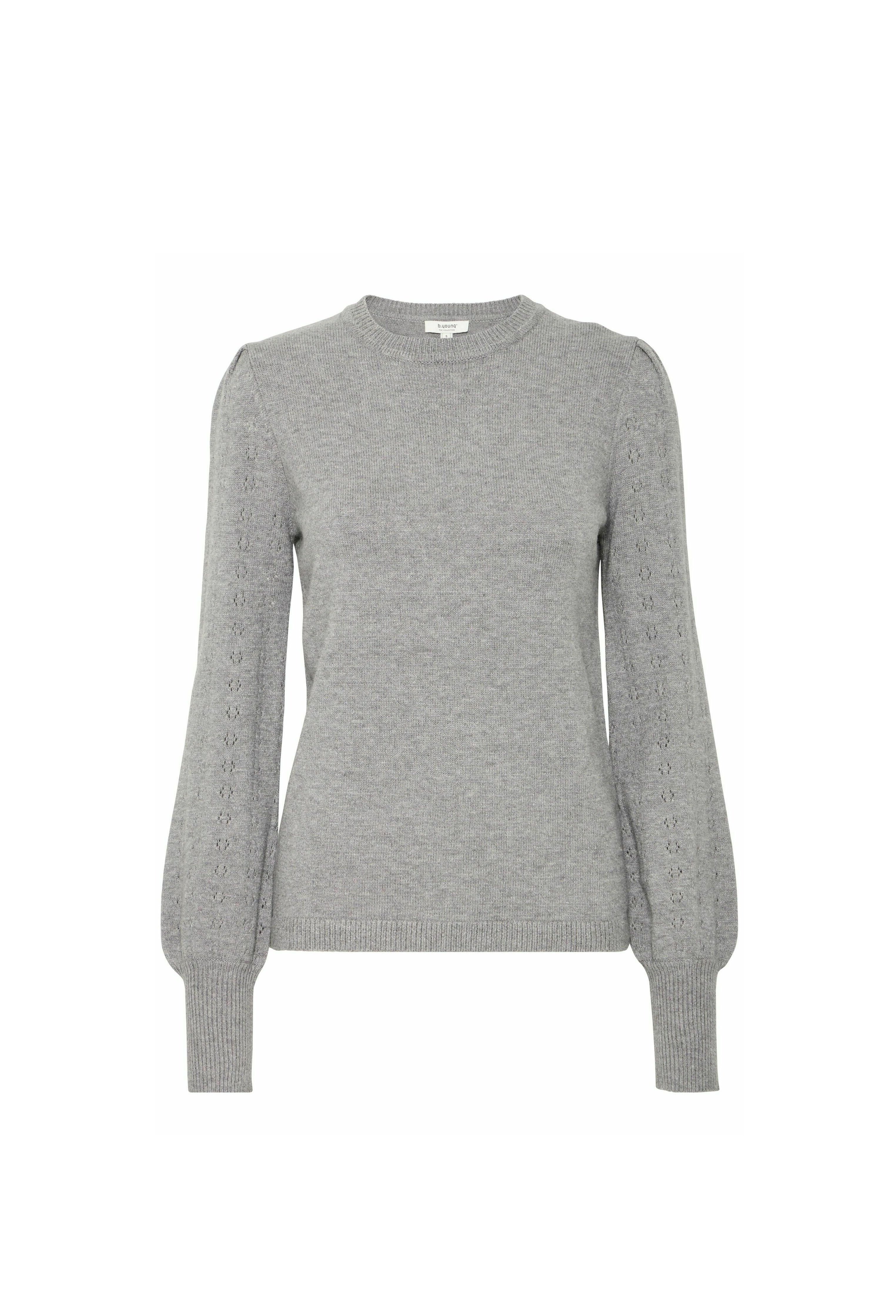 売れ筋商品|||ビーヤング ニット&セーター レディース アウター BYNONINA POINTELLE JUMPER - Jumper - mid grey melange b.young BYNONINA POINTELLE JUMPER - Jumper - mid grey