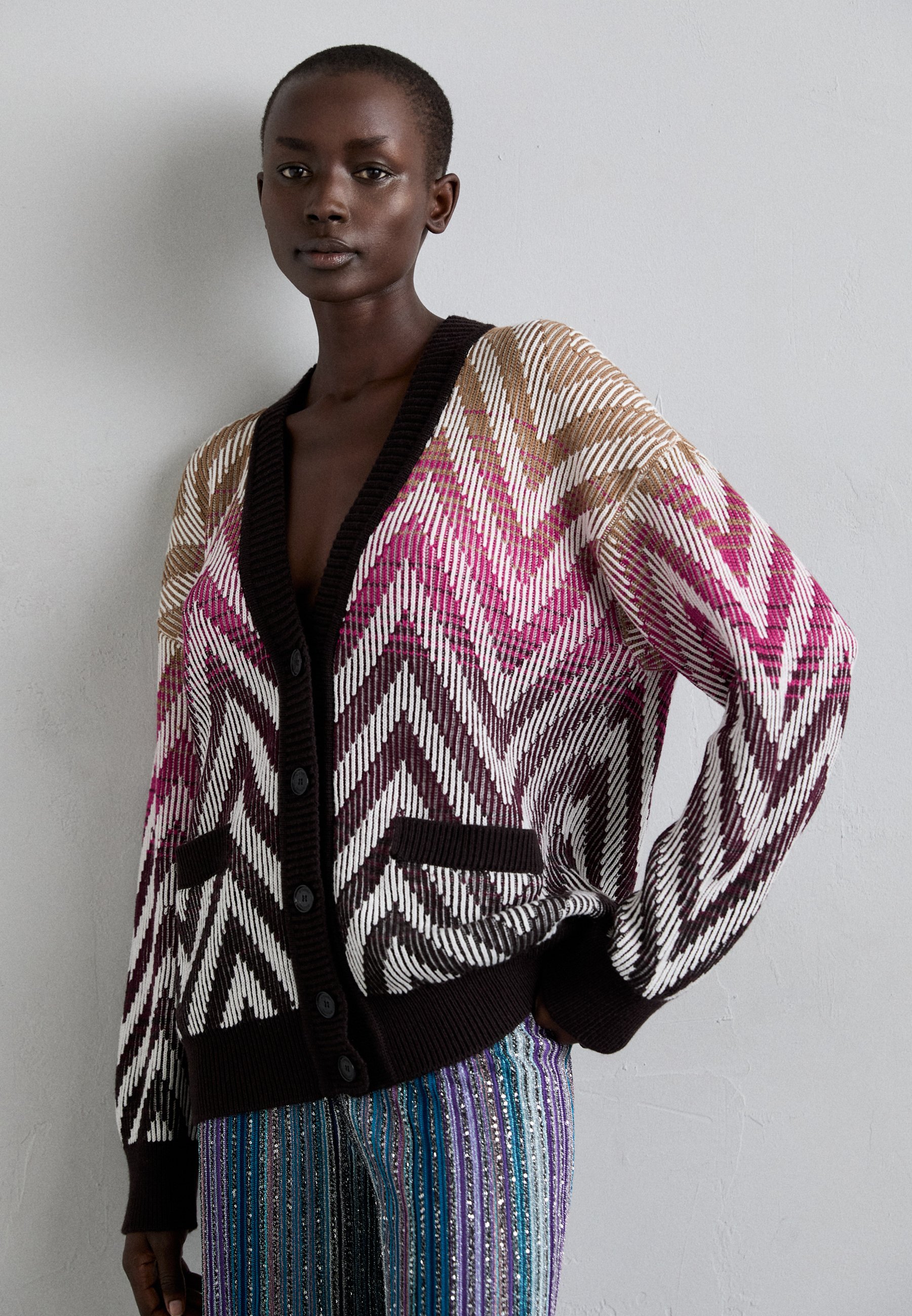 Missoni BUTTONED CARDIGAN - Cardigan - multicolor purple tones