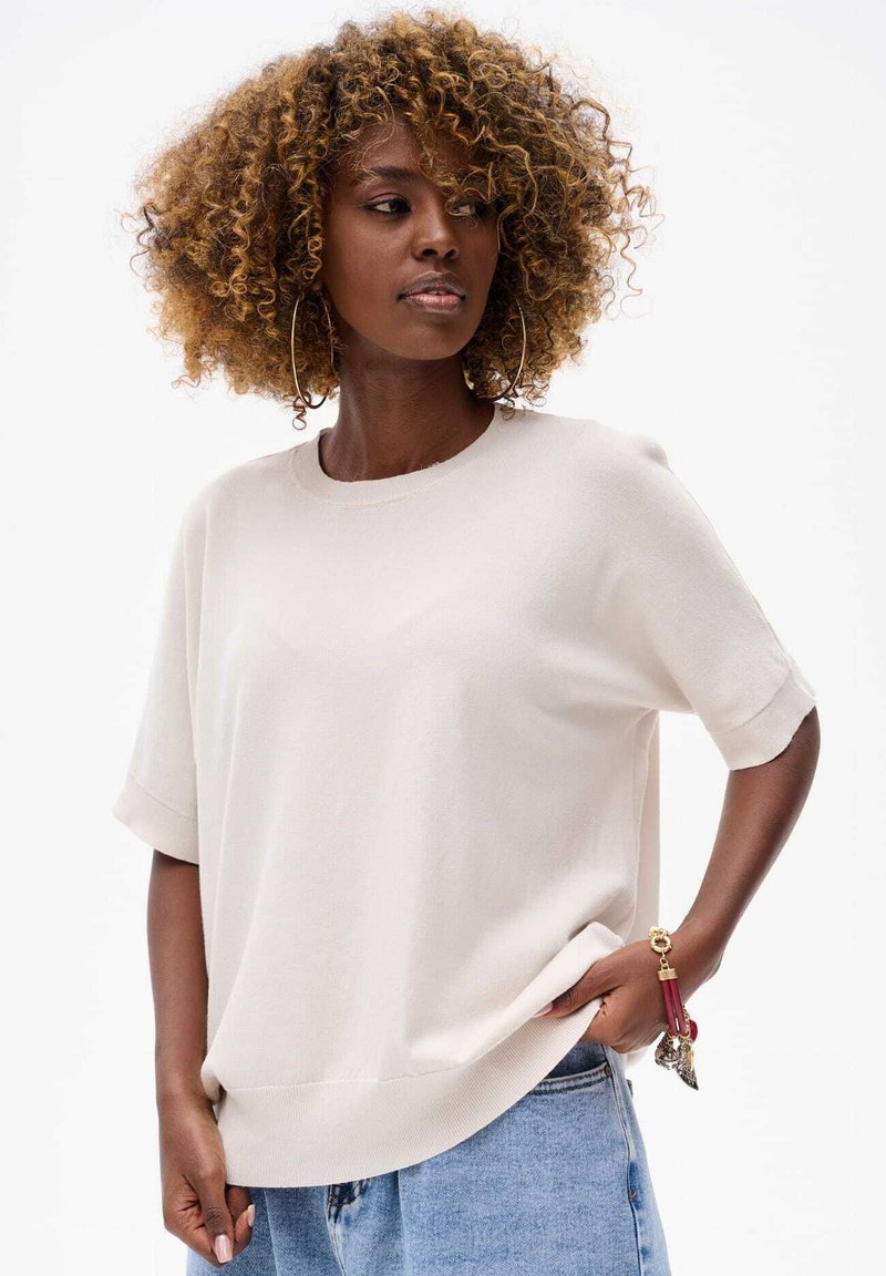 T-shirt beige chiné coton - ARCY