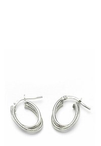 Sidabriniai auskarai su spiraliniu tekstūru ir lygiu, poliruotu paviršiumi. Yra saugus užsegimas, kad būtų lengva dėvėti.