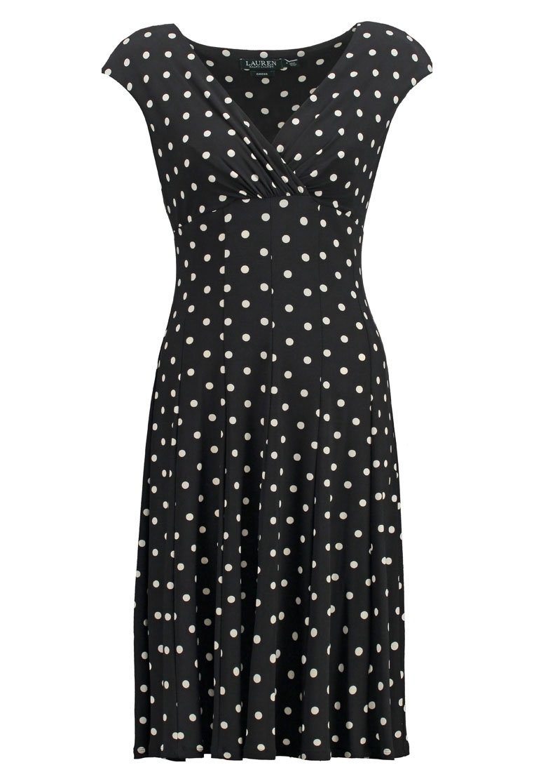 ralph lauren black and white polka dot dress | Lauren seam skirt slit Fully lined This product is made with recycled polyester Model is 510 (178 cm) and wears a size 4 100% Polyester Buy Lauren Ralph Lauren Polka-Dot