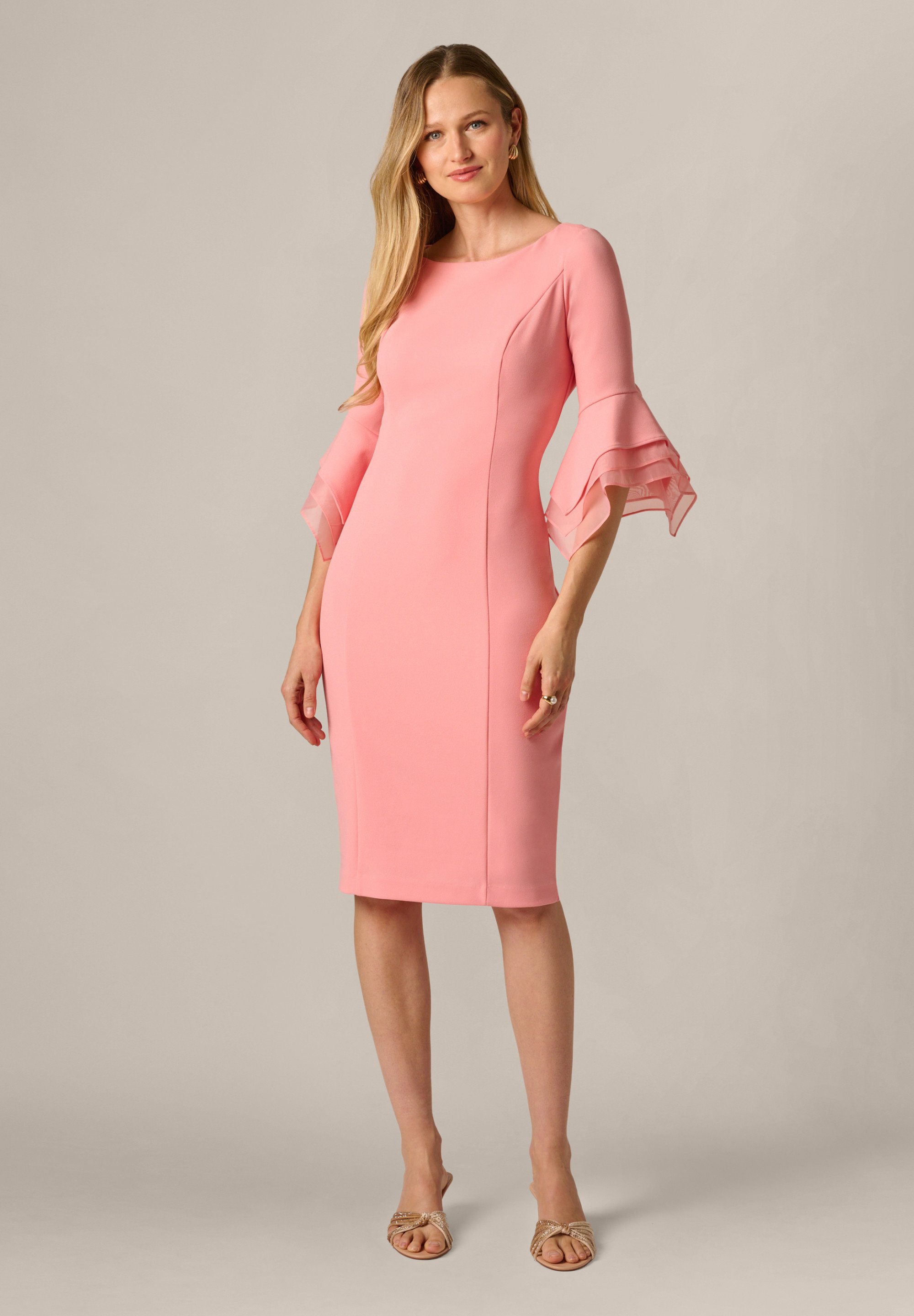Adrianna Papell Abito Midi Con Perline E Mantella In Chiffon Per Donna