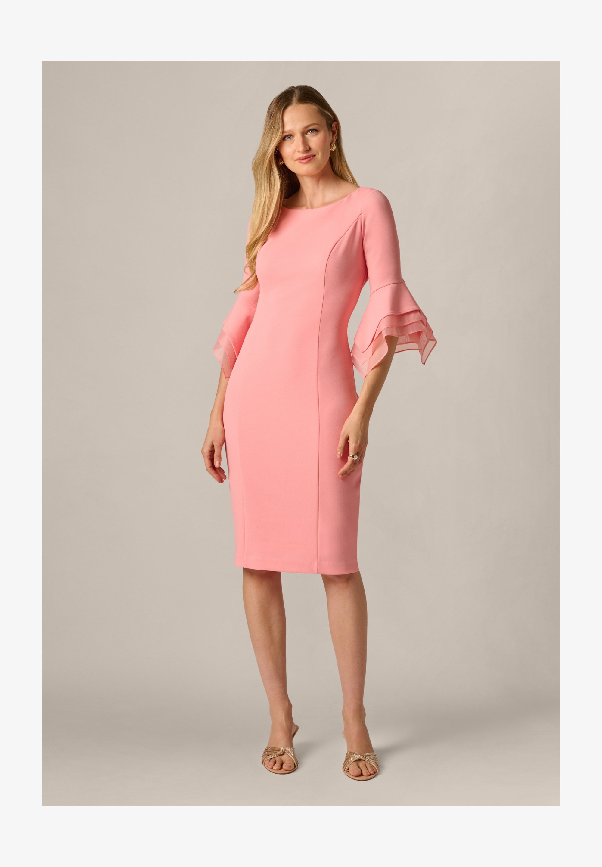 Adrianna Papell Abito Midi Con Perline E Mantella In Chiffon Per Donna