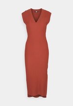 DKNY Abito A Maglietta Lungo Donna, Maniche Lunghe, Colore Nero, Con Tasche Finte E Bottoni Logo, Taglia 4