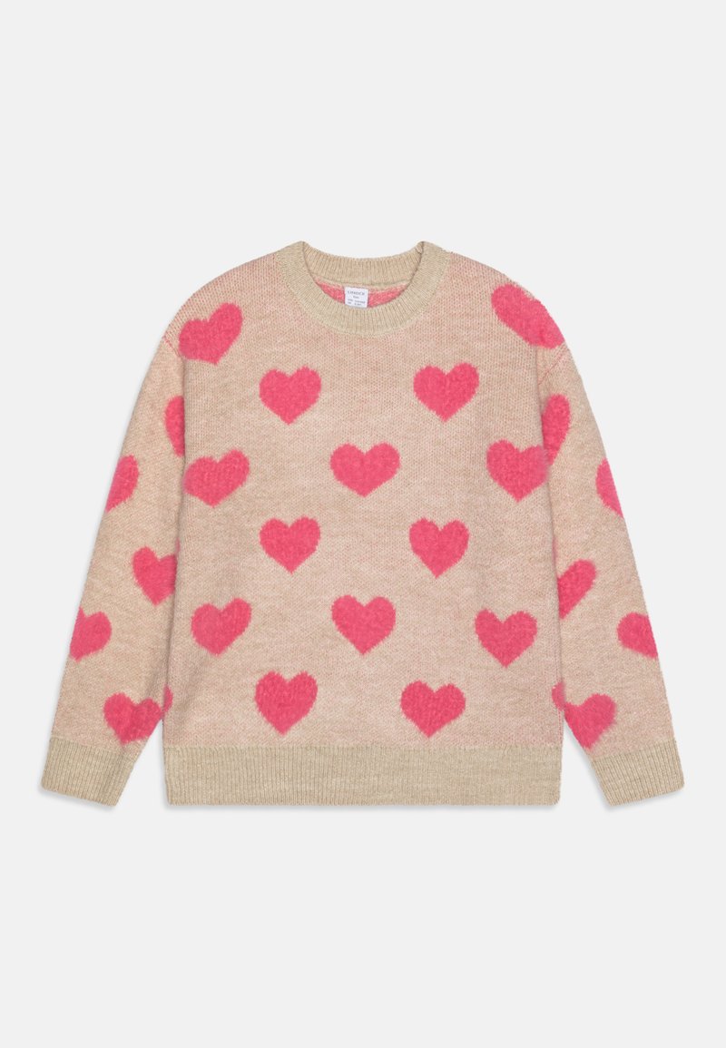 Lindex HEARTS - Strikkegenser - beige melange