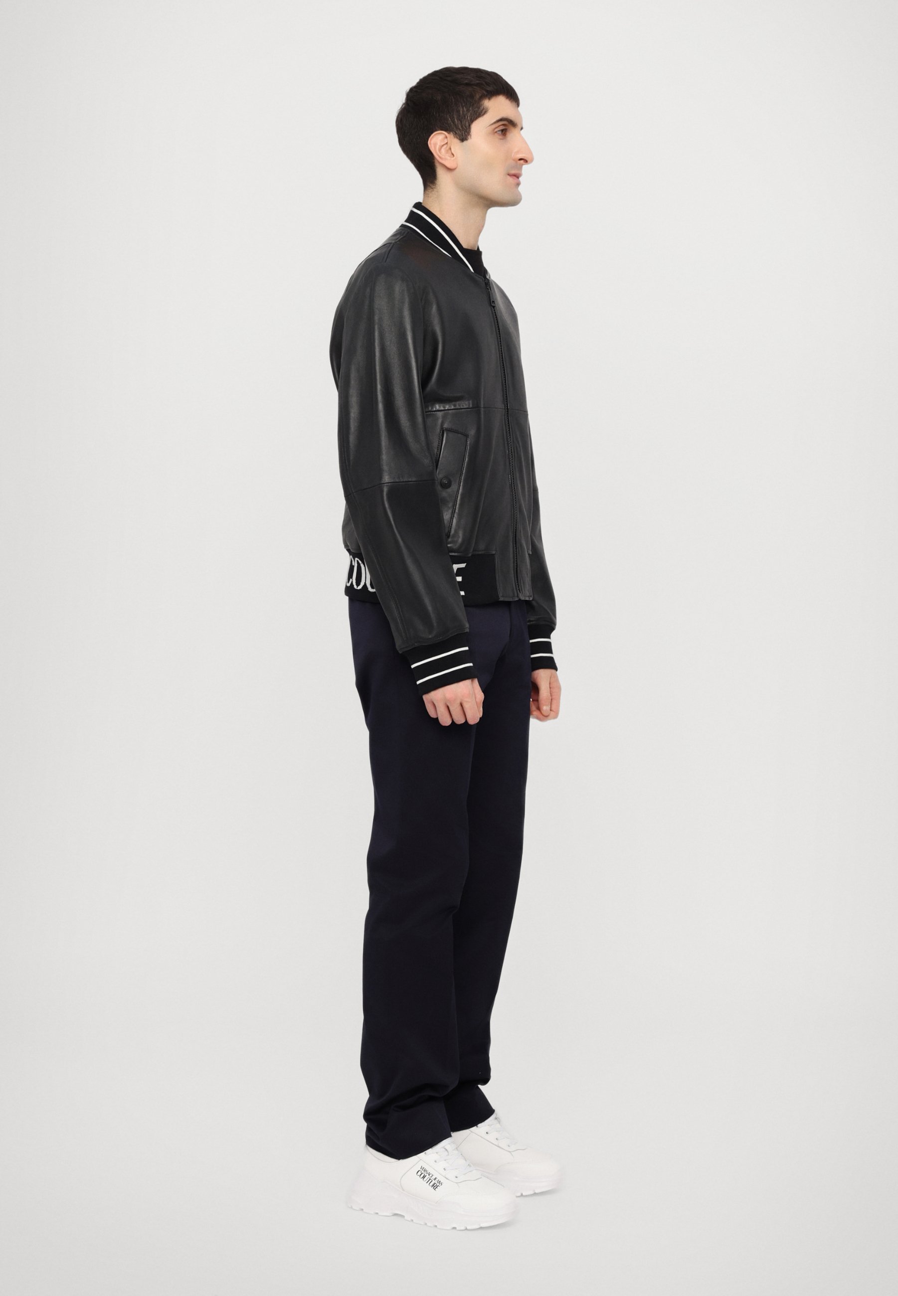 Versace Jeans Couture SHINE - Leather jacket - black - Zalando.co.uk