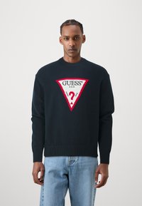 Guess Jeans BIG TRIANGLE  - Strickpullover - daring ocean