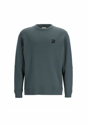 Hall saa riidega hall sweatshirt, millel on ümar kaelus, väike must logotäht vasakul rinnal ja ribatud mansetid. Pehme tekstuur ja mugav disain.