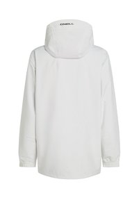 Witte hooded jacket van gladde stof. Heeft elastische manchetten en een logo-detail op de rug. Eenvoudig ontwerp zonder zichtbare sluitingen of zakken.