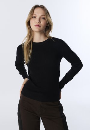 WITH CONTRAST CUFFS - Jersey de punto - black