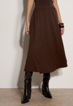 Apricot, BRUSHED TWILL A-LINE MIDI SKIRT - A-Linien-Rock - brown