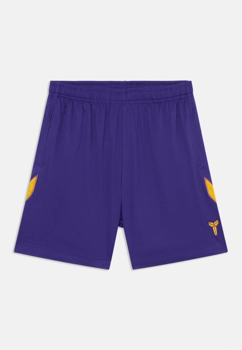 Lila träningsshorts med resårmidja, med gula accenter på sidofickorna och logotypen. Tillverkade av lätt och andningsbart tyg.
