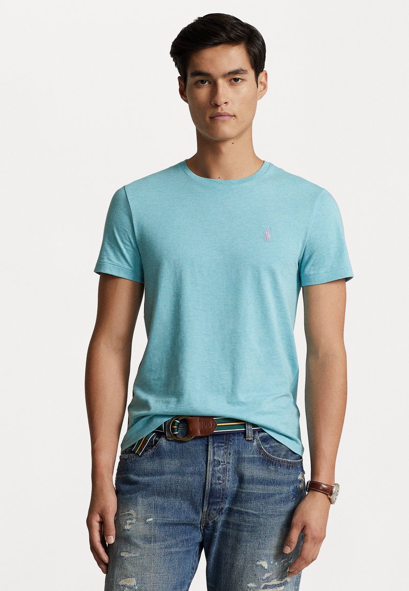 Polo Ralph Lauren CUSTOM SLIM FIT JERSEY CREWNECK T-SHIRT - Basic póló - turquoise nova heather