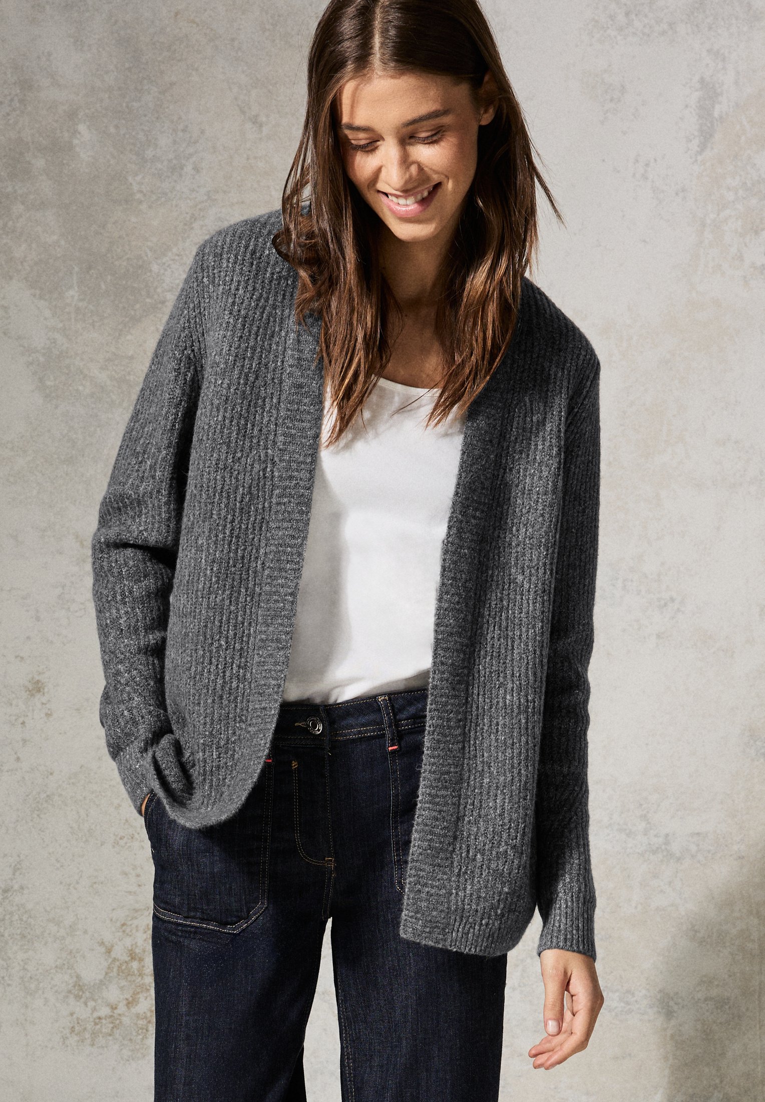 Cecil Damen Strickjacke Mit 3D-Struktur – Lässige Jacke Mit Stehkragen Und Reißverschluss