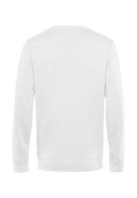 Bílé mikina s dlouhými rukávy, kulatým výstřihem a žebrovanými manžetami a lemem. Hladká bavlněná textura, minimalistický design, bez viditelných log a vzorů.