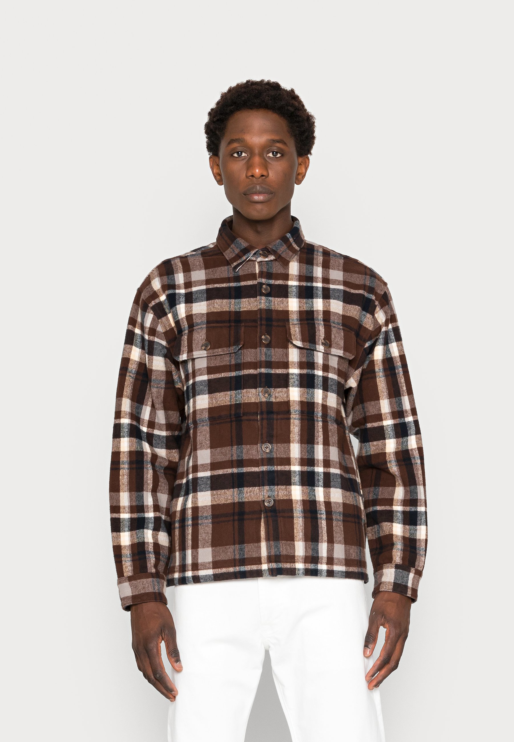 Abercrombie \u0026 Fitch Heavyweight Shirt Brown Plaid, Men's, Size: XXL, Brown