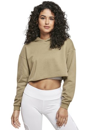 LADIES OVERSIZED CROPPED HOODY - Mikina s kapucí - khaki