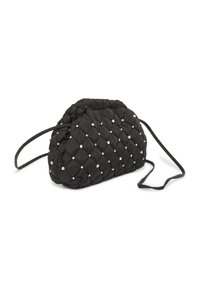 Mustra mustriga kott, mis on valmistatud kangast, omab hõbedasi nuppe ja pehmeid, ümarat kuju. Kaasas on pikk, reguleeritav rihm.