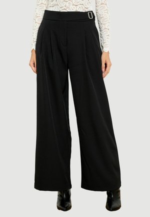 LolaLiza, WIDE-LEG TROUSERS WITH BUCKLE - Trousers - black