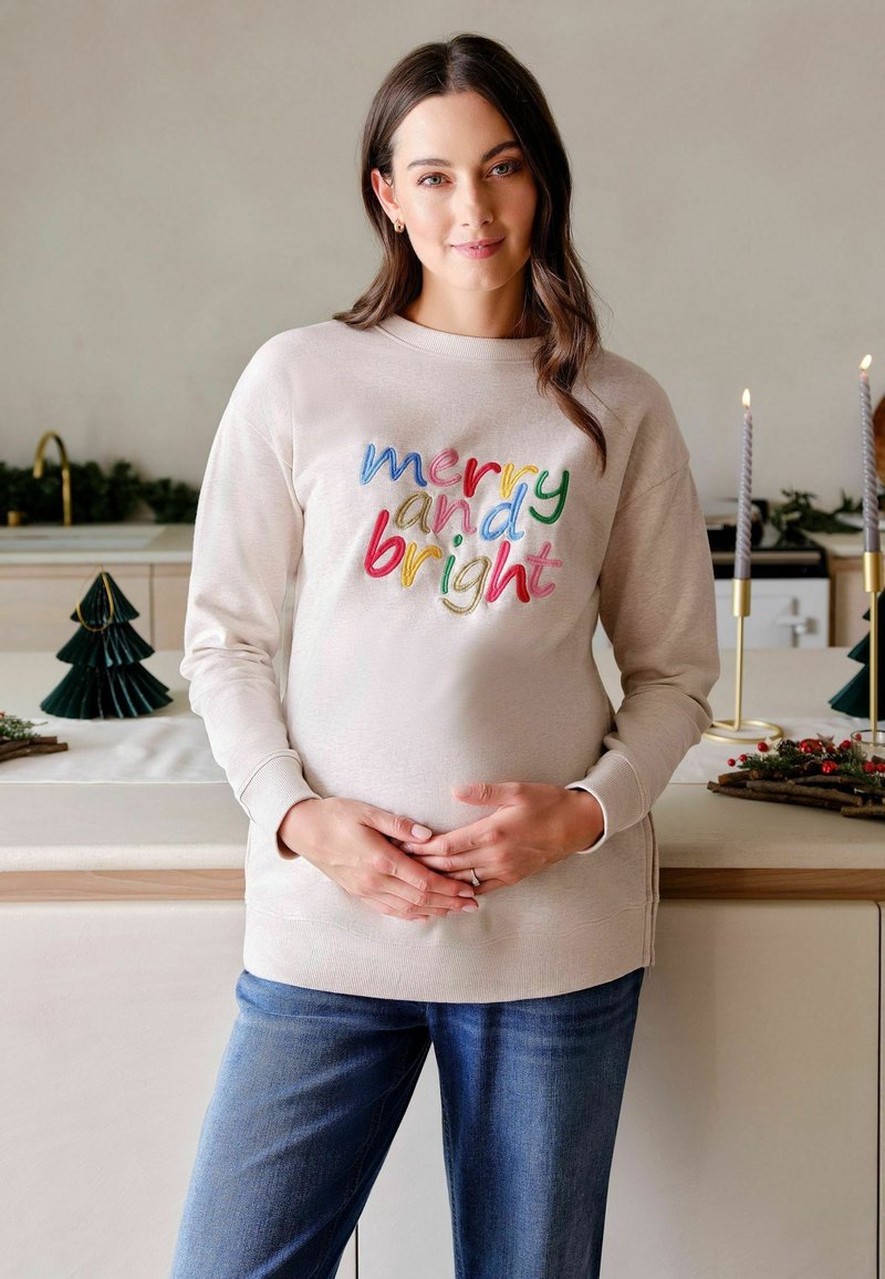 JoJo Maman Bébé MATERNITY FIT  - Mikina - cream